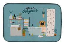Load image into Gallery viewer, Brown Pug in Bathtub Dish Drying Mat – Absorbent, Artistic Kitchen Essentials CK7429DDM