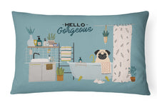 Load image into Gallery viewer, Fawn Pug in Bathtub Canvas Fabric Decorative Pillow CK7430PW1216