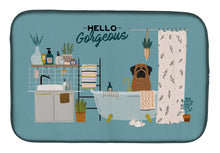 Load image into Gallery viewer, Brindle Mastiff in Bathtub Dish Drying Mat – Absorbent, Artistic Kitchen Essentials CK7437DDM