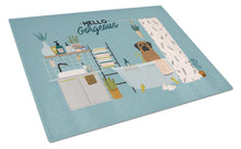 Load image into Gallery viewer, Brindle Mastiff in Bathtub Glass Cutting Boards – Durable, Decorative Kitchen Art Large CK7437LCB