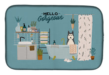 Load image into Gallery viewer, West Siberian Laika Spitz in Bathtub Dish Drying Mat – Absorbent, Artistic Kitchen Essentials CK7447DDM