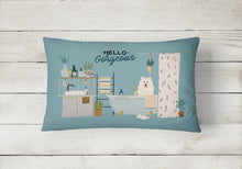 Load image into Gallery viewer, Samoyed in Bathtub Canvas Fabric Decorative Pillow CK7452PW1216