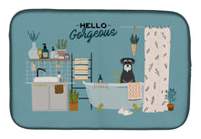 Load image into Gallery viewer, Salt and Pepper Standard Schnauzer in Bathtub Dish Drying Mat – Absorbent, Artistic Kitchen Essentials CK7455DDM