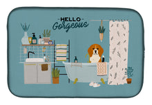 Load image into Gallery viewer, Tricolor Beagle in Bathtub Dish Drying Mat – Absorbent, Artistic Kitchen Essentials CK7462DDM