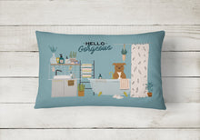 Load image into Gallery viewer, Brown Staffordshire Bull Terrier in Bathtub Canvas Fabric Decorative Pillow CK7469PW1216