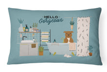Load image into Gallery viewer, Brown Staffordshire Bull Terrier in Bathtub Canvas Fabric Decorative Pillow CK7469PW1216