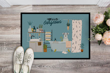 Load image into Gallery viewer, White Miniature Schnauzer in Bathtub Doormat - 24x36 Decorative Floor Mat – Indoor/Outdoor Rug with Artistic Flair CK7475JMAT