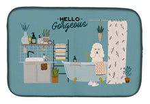 Load image into Gallery viewer, White Poodle in Bathtub Dish Drying Mat – Absorbent, Artistic Kitchen Essentials CK7492DDM