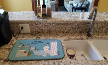 Load image into Gallery viewer, Bichon Frise in Bathtub Dish Drying Mat – Absorbent, Artistic Kitchen Essentials CK7497DDM