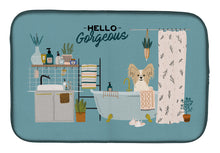 Load image into Gallery viewer, Sable White Papillon in Bathtub Dish Drying Mat – Absorbent, Artistic Kitchen Essentials CK7499DDM