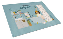 Load image into Gallery viewer, Petit Basset Griffon Veenden in Bathtub Glass Cutting Boards – Durable, Decorative Kitchen Art Large CK7501LCB