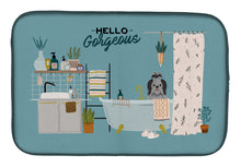 Load image into Gallery viewer, Black Silver Shih Tzu in Bathtub Dish Drying Mat – Absorbent, Artistic Kitchen Essentials CK7511DDM