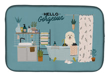 Load image into Gallery viewer, Old English Sheepdog in Bathtub Dish Drying Mat – Absorbent, Artistic Kitchen Essentials CK7518DDM