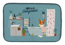 Load image into Gallery viewer, Corgi in Bathtub Dish Drying Mat – Absorbent, Artistic Kitchen Essentials CK7522DDM
