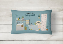 Load image into Gallery viewer, Cream Pekingese in Bathtub Canvas Fabric Decorative Pillow CK7528PW1216