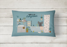 Load image into Gallery viewer, Black Chinese Crested in Bathtub Canvas Fabric Decorative Pillow CK7534PW1216