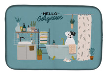Load image into Gallery viewer, White Boxer in Bathtub Dish Drying Mat – Absorbent, Artistic Kitchen Essentials CK7536DDM
