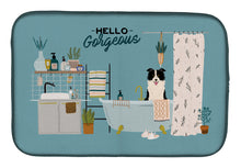 Load image into Gallery viewer, Black White Border Collie in Bathtub Dish Drying Mat – Absorbent, Artistic Kitchen Essentials CK7540DDM