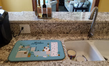 Load image into Gallery viewer, Brindle White English Bulldog in Bathtub Dish Drying Mat – Absorbent, Artistic Kitchen Essentials CK7543DDM