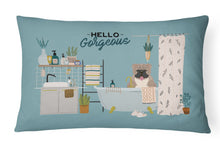 Load image into Gallery viewer, Grey Brindle English Bulldog in Bathtub Canvas Fabric Decorative Pillow CK7548PW1216