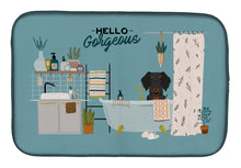 Load image into Gallery viewer, Black Tan Wire Haired Dachshund in Bathtub Dish Drying Mat – Absorbent, Artistic Kitchen Essentials CK7549DDM