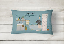 Load image into Gallery viewer, Dapple Wire Haired Dachshund in Bathtub Canvas Fabric Decorative Pillow CK7550PW1216