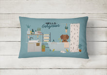 Load image into Gallery viewer, Red Brown Dachshund in Bathtub Canvas Fabric Decorative Pillow CK7552PW1216