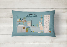 Load image into Gallery viewer, White Bull Terrier in Bathtub Canvas Fabric Decorative Pillow CK7560PW1216