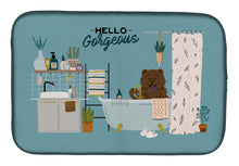 Load image into Gallery viewer, Chocolate Chow Chow in Bathtub Dish Drying Mat – Absorbent, Artistic Kitchen Essentials CK7563DDM