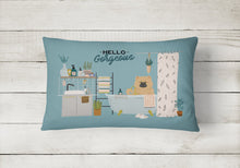 Load image into Gallery viewer, Cream Chow Chow in Bathtub Canvas Fabric Decorative Pillow CK7566PW1216