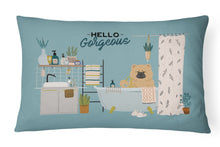 Load image into Gallery viewer, Cream Chow Chow in Bathtub Canvas Fabric Decorative Pillow CK7566PW1216