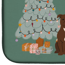 Load image into Gallery viewer, Chocolate Staffordshire Bull Terrier Christmas Everyone Dish Drying Mat – Absorbent, Artistic Kitchen Essentials CK7611DDM