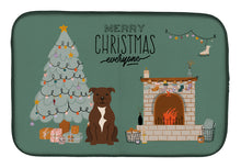 Load image into Gallery viewer, Chocolate Staffordshire Bull Terrier Christmas Everyone Dish Drying Mat – Absorbent, Artistic Kitchen Essentials CK7611DDM