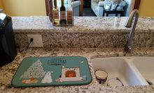 Load image into Gallery viewer, White Miniature Schnauzer Christmas Everyone Dish Drying Mat – Absorbent, Artistic Kitchen Essentials CK7616DDM