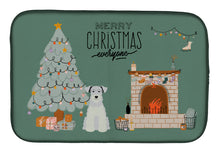 Load image into Gallery viewer, White Miniature Schnauzer Christmas Everyone Dish Drying Mat – Absorbent, Artistic Kitchen Essentials CK7616DDM