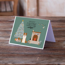 Load image into Gallery viewer, Red White Border Collie Christmas Everyone Greeting Cards -  Blank Note Cards – 8-Pack of Artist-Designed Cards with Envelopes