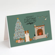 Load image into Gallery viewer, Red White Border Collie Christmas Everyone Greeting Cards -  Blank Note Cards – 8-Pack of Artist-Designed Cards with Envelopes