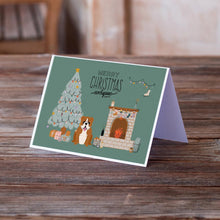 Load image into Gallery viewer, Red White English Bulldog Christmas Everyone Greeting Cards -  Blank Note Cards – 8-Pack of Artist-Designed Cards with Envelopes
