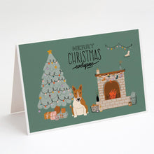 Load image into Gallery viewer, Red White Bull Terrier Christmas Everyone Greeting Cards -  Blank Note Cards – 8-Pack of Artist-Designed Cards with Envelopes