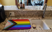Load image into Gallery viewer, Gay Pride Progress Pride All are Welcome Dish Drying Mat – Absorbent, Artistic Kitchen Essentials