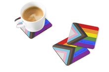 Load image into Gallery viewer, Gay Pride Progress Pride All are Welcome Foam Coaster