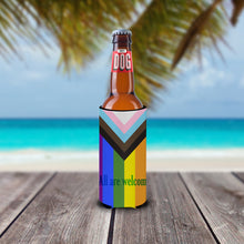 Load image into Gallery viewer, Gay Pride Progress Pride All are Welcome  Hugger for slim cans