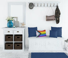 Load image into Gallery viewer, Gay Pride Progress Pride All are Welcome Canvas Fabric Decorative Pillow