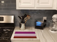 Load image into Gallery viewer, Lesbian Pride Glass Cutting Boards – Durable, Decorative Kitchen Art Large