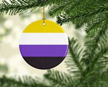 Load image into Gallery viewer, Nonbinary Pride Ceramic Ornament