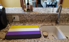 Load image into Gallery viewer, Nonbinary Pride Dish Drying Mat – Absorbent, Artistic Kitchen Essentials