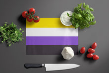 Load image into Gallery viewer, Nonbinary Pride Glass Cutting Boards – Durable, Decorative Kitchen Art Large