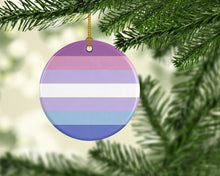 Load image into Gallery viewer, Bigender Pride Ceramic Ornament