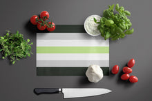 Load image into Gallery viewer, Agender Pride Glass Cutting Boards – Durable, Decorative Kitchen Art Large