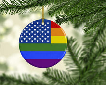 Load image into Gallery viewer, USA Gay Pride Ceramic Ornament